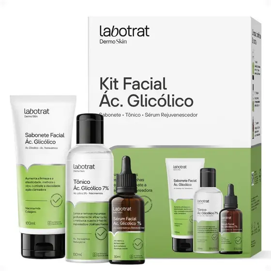 Kit Facial Labotrat Dermo Skin Ácido Glicólico: Sabonete, Tônico e Sérum