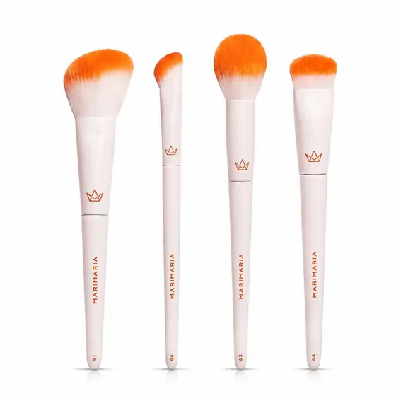 Kit Pincel Mari Maria: Pincel Para Base 01, Píncel Para Corretivo 06, Pincel Para Pó 03 e Pincel Para Blush 04