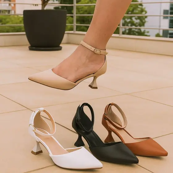 SCARPIN FEMININO BICO FINO ELEGANTE SALTO TAÇA NOIVA CONFORTÁVEL MODA FESTA TENDÊNCIA