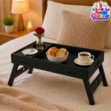 Bandeja Café Da Manhã MDF Com Pezinhos Porta Copos Funcional Mesa Presente Casa Cozinha Conforto