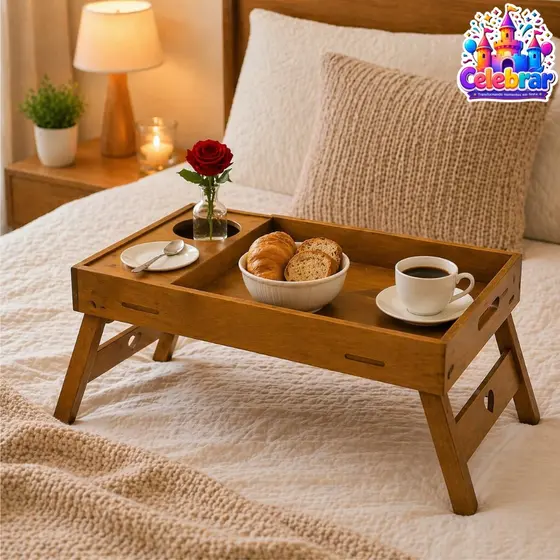 Bandeja Mesa Café da Manhã Na Cama Com Pezinhos Retrátil Sofá Porta Copos
