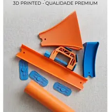 Kit Pista Laranja Compatível com HotWheels Pista Reta, Túnel, Conectores e Rampas