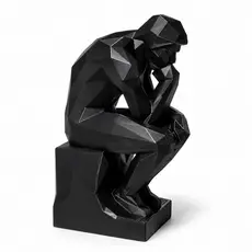 Escultura O Pensador Geométrica Preta Decorativa Moderna Para Escritório Home Office