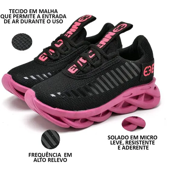 Tênis de Criança Menina Menino Primeiros Passos Confortável Escola Pink Promoção Imperdível