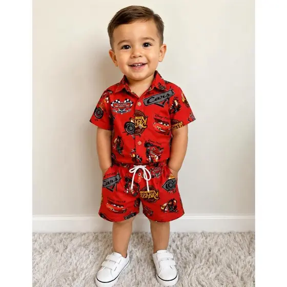 Conjunto Mauricinho infantil CARROS RELÂMPAGO MC-QUEEN Menino.