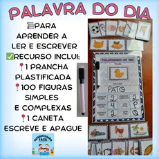 RECURSO PARA AUTISTA de Alfabetização ( 1 Prancha + 90 cards figuras simples e complexa  + caneta escreve e apague)