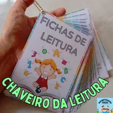 Chaveiro da Leitura  de Sílabas, Palavras e Frases / Plastificados (tamanho 14x10 cm)  com ilhoses e correntinha