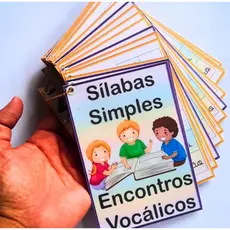Chaveiro das Sílabas Simples e Encontros Vocálicos PLASTIFICADO com CORRENTINHA e ILHOSES