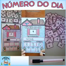 Atividades AEE Matemática /1 Prancha Plastificado + 100 cards dos numerais de 0 a 100  + caneta escreve e apague