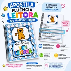 Apostila Lendo  com Fluência/100 Frases  Lúdica + Régua Apoio Fluência / Alfabetização lúdica