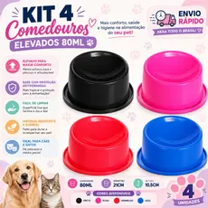 Kit 4 Comedouro Elevado Gato Ergonômico Pequeno 80ml Comedouro Gato Pet Shop