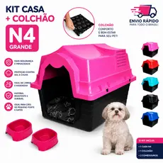 Casinha de Cachorro N4 + Comedouro Bebedouro 2 Em 1 Caminha Para Cachorro Casa Cachorro