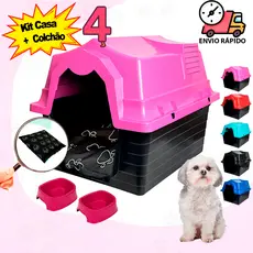 Casinha Para Cachorro Nº4 + Colchão Sob Medida + Comedouro e Bebedouro Cama para Cachorro Casa Pet