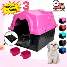 Casa Pet Nº 3 + Caminha + Comedouro e Bebedouro Casinha de Cachorro Cama Para Cachorro Abrigo