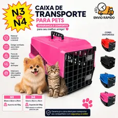 Caixa de Transporte N 3 ou 4 Cachorro Gato Coelho Caixa de Transporte Pet 2 Travas 1 Alça