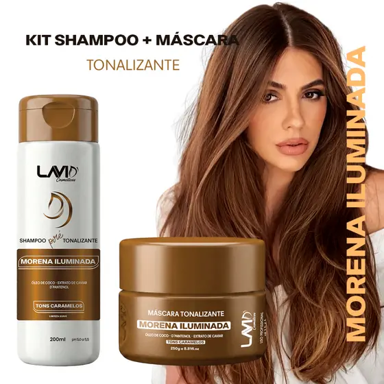 Máscara Morena Iluminada 250g + Shampoo 200ml LAVID Cosméticos
