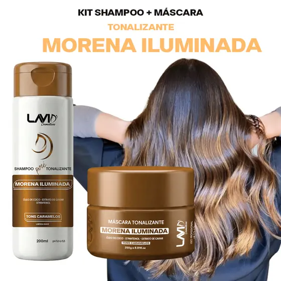 Kit Morena Iluminada Máscara Tonalizante 250g + Shampoo 200ml Lavid Cosméticos