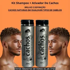 Kit Ativador de Cachos Masculino Finalizador com Brilho Definição Nutrição e Hidratação para Homem
