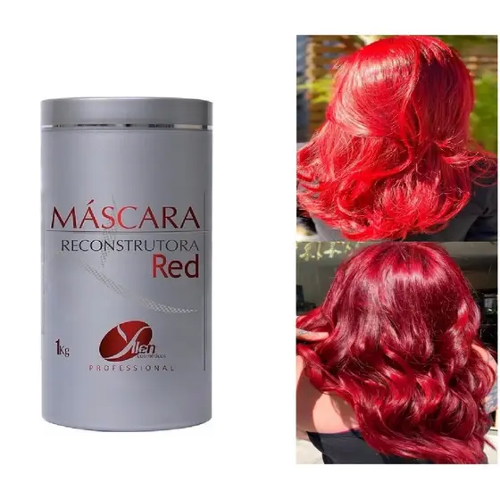 Máscara Matizadora vermelho cereja fios brilhosos sem corte-químico reconstrução matizador marsala