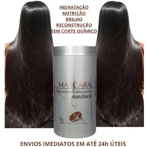 Máscara Hidratação de Mandioca Nutrição com Vitaminas Antifrizz macaxeira para cabelos danificados