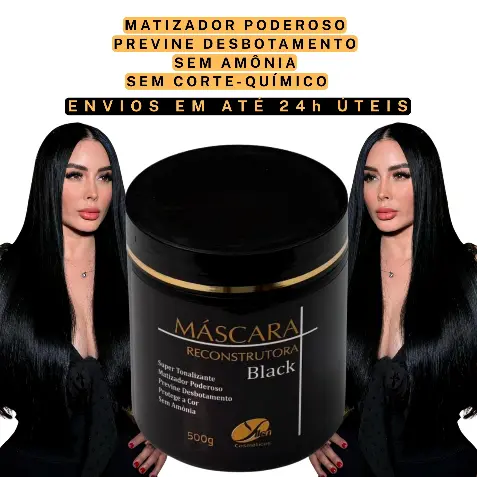 Máscara Matizadora para Cabelos Preta Tonalizante Black matizador Pretos Sem Amônia de 500g