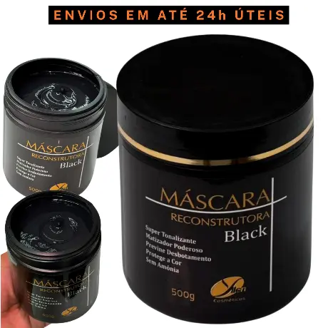 Máscara Matizador Preto fios brilhosos sem corte-químico tonalizante matizador Black Sem Amônia