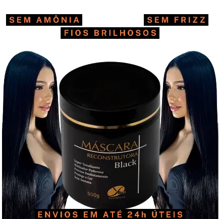 Máscara Matizadora tonalizante Preta Brilho para Cabelos Matizador Black Sem amônia fios Pretos