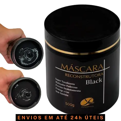 Máscara Matizadora Black Preta fios brilhosos sem corte-químico reconstrução matizador Preto