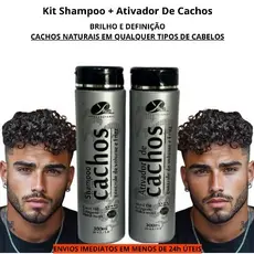Kit Ativador de Cachos para Homem Definição Imediata Hidratação profunda Antifrizz Masculino 300mL