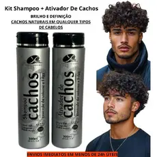 Kit Ativador de Cachos Masculino Cabelos com Definição Hidratação Creme de Pentear para Homem 300mL