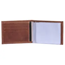 Carteira Masculina Slim Couro Legitimo Com Plastico Rg Cnh Cedulas
