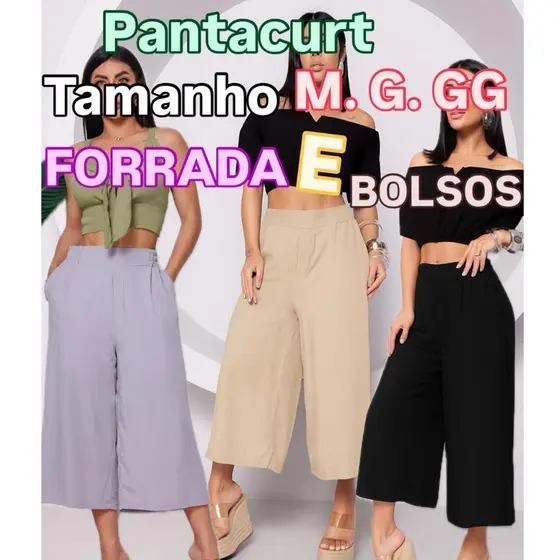 CALÇA PANTACOURT FEMININA VICOLINHO PREMIUN BOLSO FORRADA CINTURA ALTA TECIDO LEVE