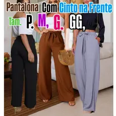 Calça Pantalona Viscolinho Premium Com Bolso Forrada e Cinto na frente  PROMOÇÃO