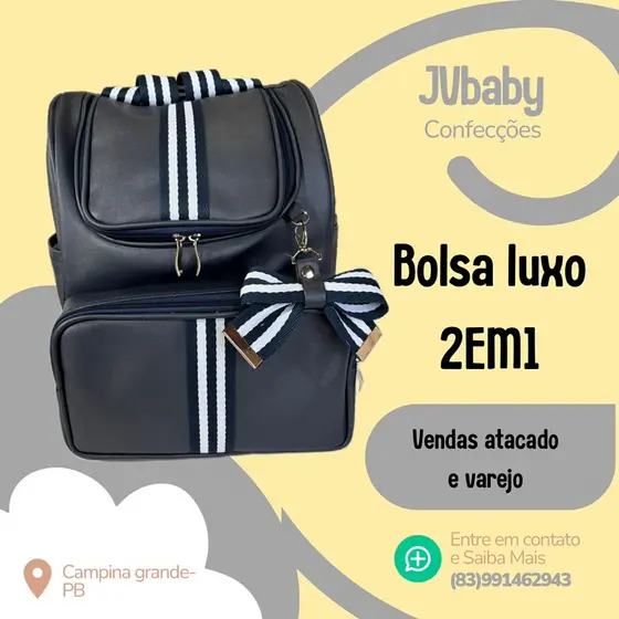 MOCHILA MATERNIDADE BEBÊ IMPERMEAVEL COURO SINTETICO 2 EM 1