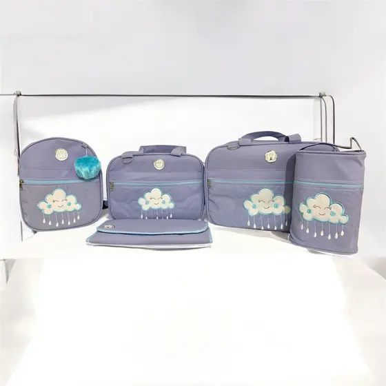 KIT BOLSA BEBE SAIDA DE  MATERNIDADE  IMPERMEAVEL COURO SINTETICO 5 ITENS