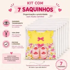 Kit 7 Saquinhos Maternidade Multiuso Organizador Envelope com Zíper.