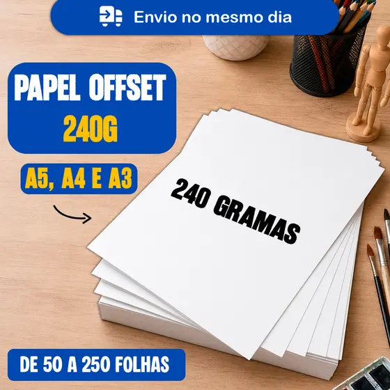 Papel Offset 240g Branco A3 A4 A5 Extra Grosso Para Convites e Cartões 50 Folhas