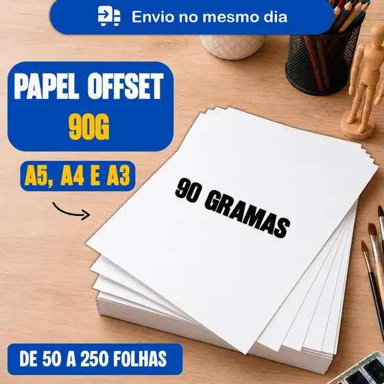 Papel Offset 90g Branco A3 A4 A5 Alta Qualidade 50 100 Folhas