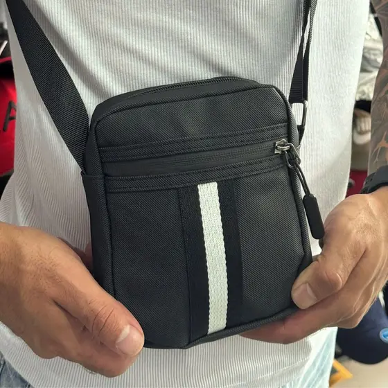 Shoulder Bag Premium Mini Bolsa Tira Colo Necessaire Pochete Viagem Treino Masculina Feminina listra