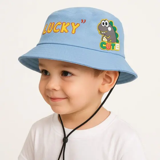 Bone Chapeu Bucket Hat Dinossauro Infantil Pescador Crianças até 6 Anos Premium