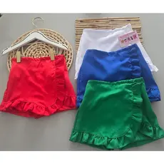 Short Saia Infantil Menina Fru-fru Alfaiataria Com Babado Blogueirinha