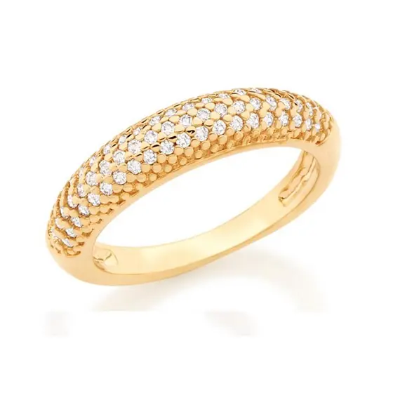 Anel aparador cravejado com zirconias cristal folheado a ouro 18K