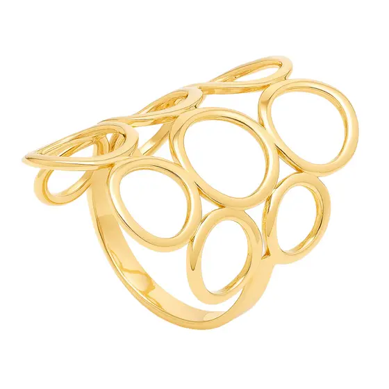 Anel de circulos banhado a ouro 18K compatível romanel
