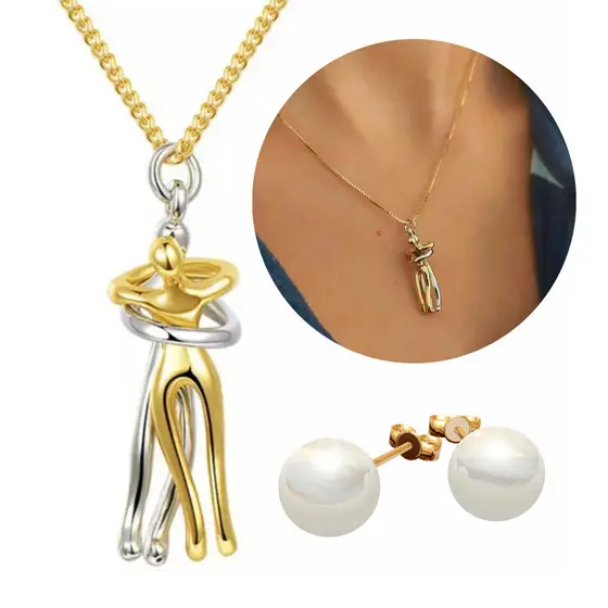 Colar com pingente Abraço banhado a ouro 18K