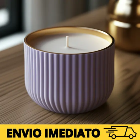 Vela Aromática Decorativa Cera Vegetal Pavio Algodão Vaso de Gesso Sustentável e Design Sofisticado