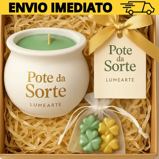 Kit Trevo Vela Aromática Artesanal com Pastilhas Perfumadas – Presente Criativo Tema Sorte