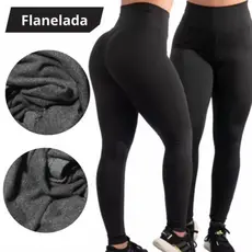 Kit 2 Calças Termica Flanelada Legging Academia Suplex Grossa Modeladora Leg Cintura Alta Peluciada