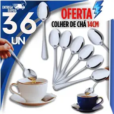 Jogo 36 Colheres de Chá Inox 14cm Aço 100% Inox Resistente Ideal para  Chá e Chocolate Quente Café Premium