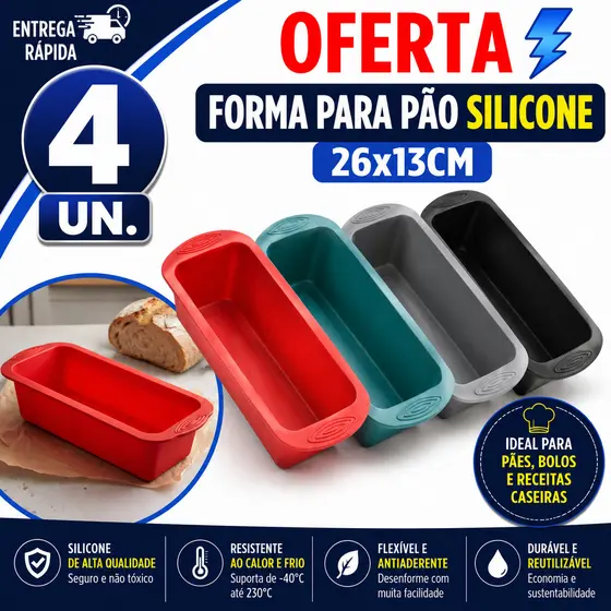 FORMAS CULINÁRIAS DE SILICONE PARA PÃO CASEIRO BOLO E PUDIM