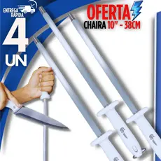 Amolador Chaira 10'' 38cm Estriada Afiar Facas Profissional Linha Premium Churrasco Praticidade Garantida
